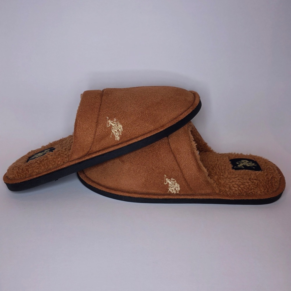 U.S. Polo Assn. Mens Scuff Slippers Brown Size M 9-10 V1813B